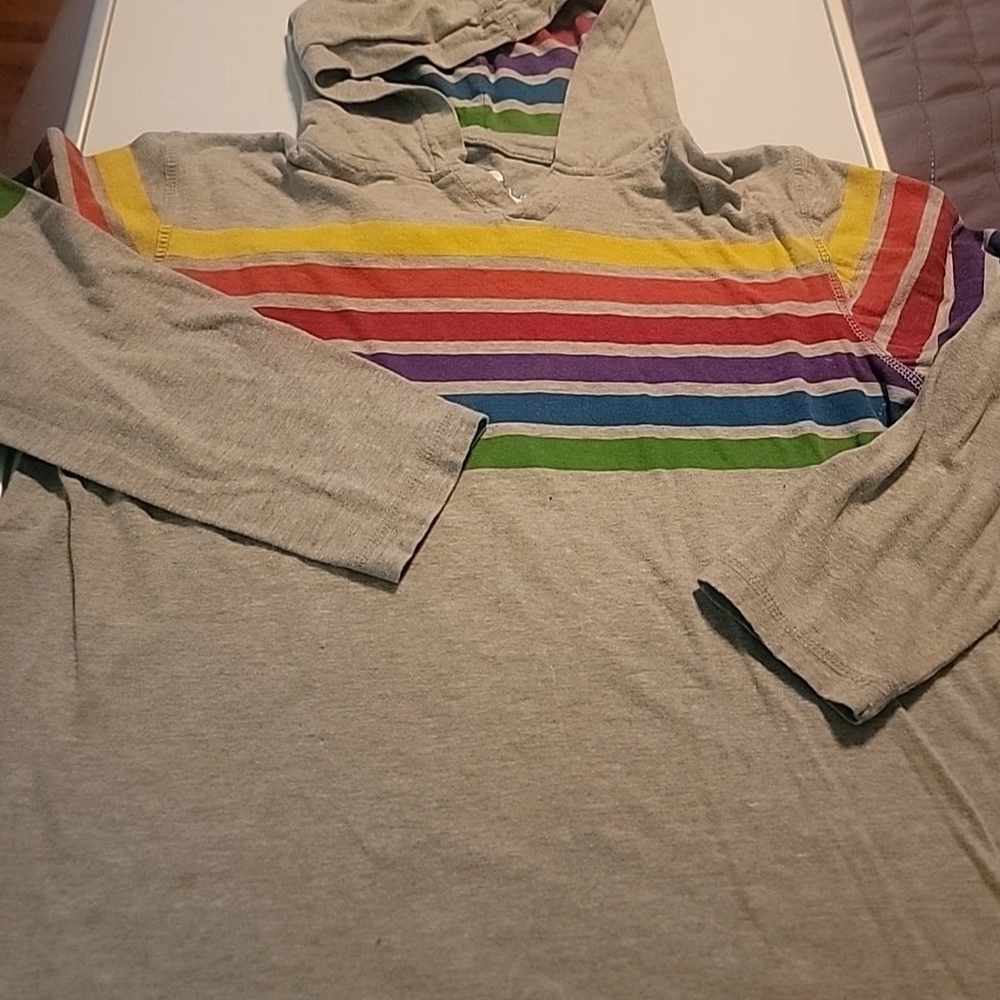 SuperMassive Rainbow Pride Lightweight Hoodie XL Grey Top Green Red Blue Orange